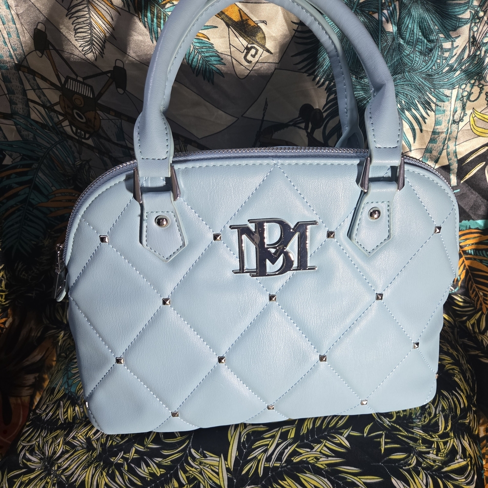 NWOT Badgley Mischka Sky Blue Quilted Satchel With Crossbody Strap